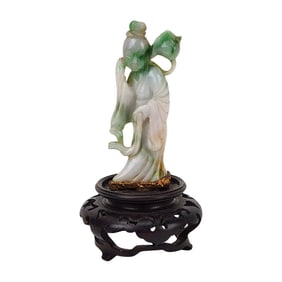 Antique Chinese Jadeite Maiden Carving Statue