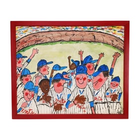1970s Original New York METS Baseball Team Painting
