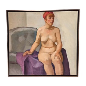 Vintage Nude Art Painting Woman Portrait by Bartoletti