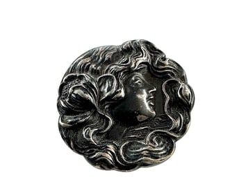 German Silver Art Nouveau Lady Hat Pin