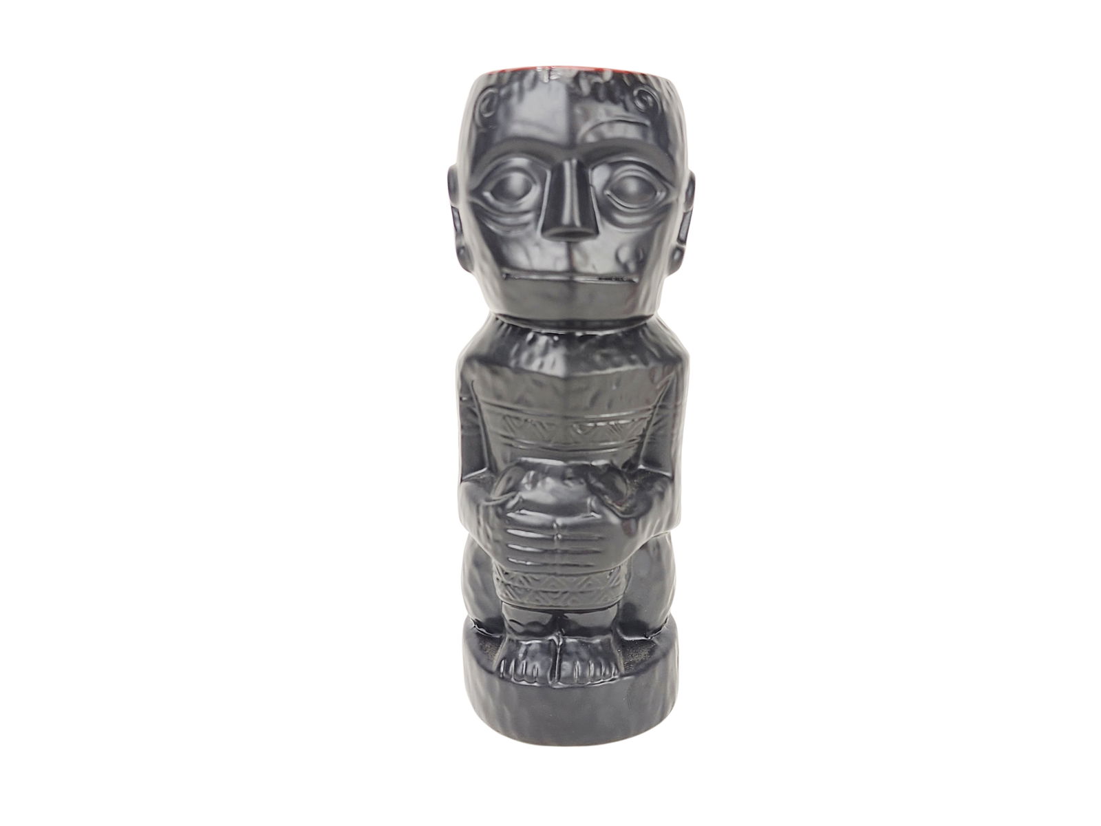 Tiki Farm Seated Man Tiki Mug: Rare Tiki Farm 2010 seated man mug in matte finish. Stamped on bottom. Measures 7 1/2" x 2 1/2" x 2 3/4".