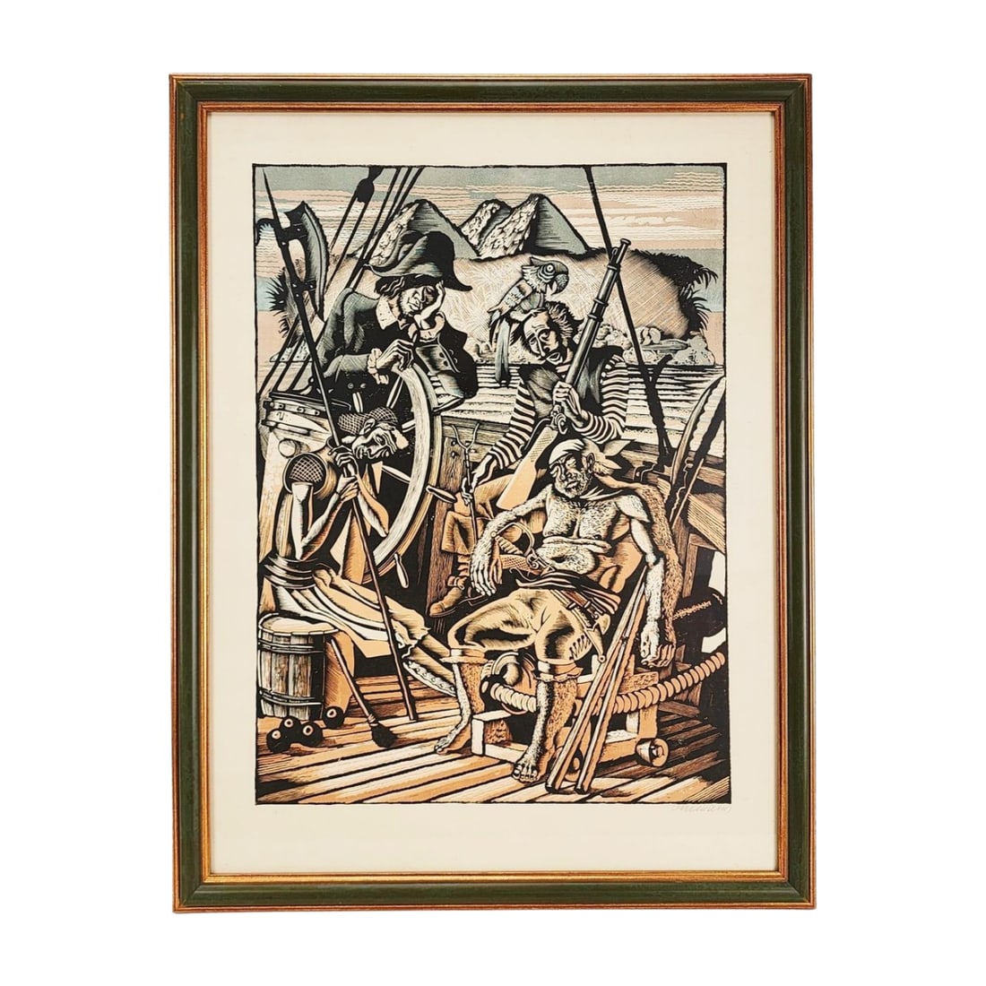 Albert Potter Woodcut 'Death of a Pirate' (1 of 5)