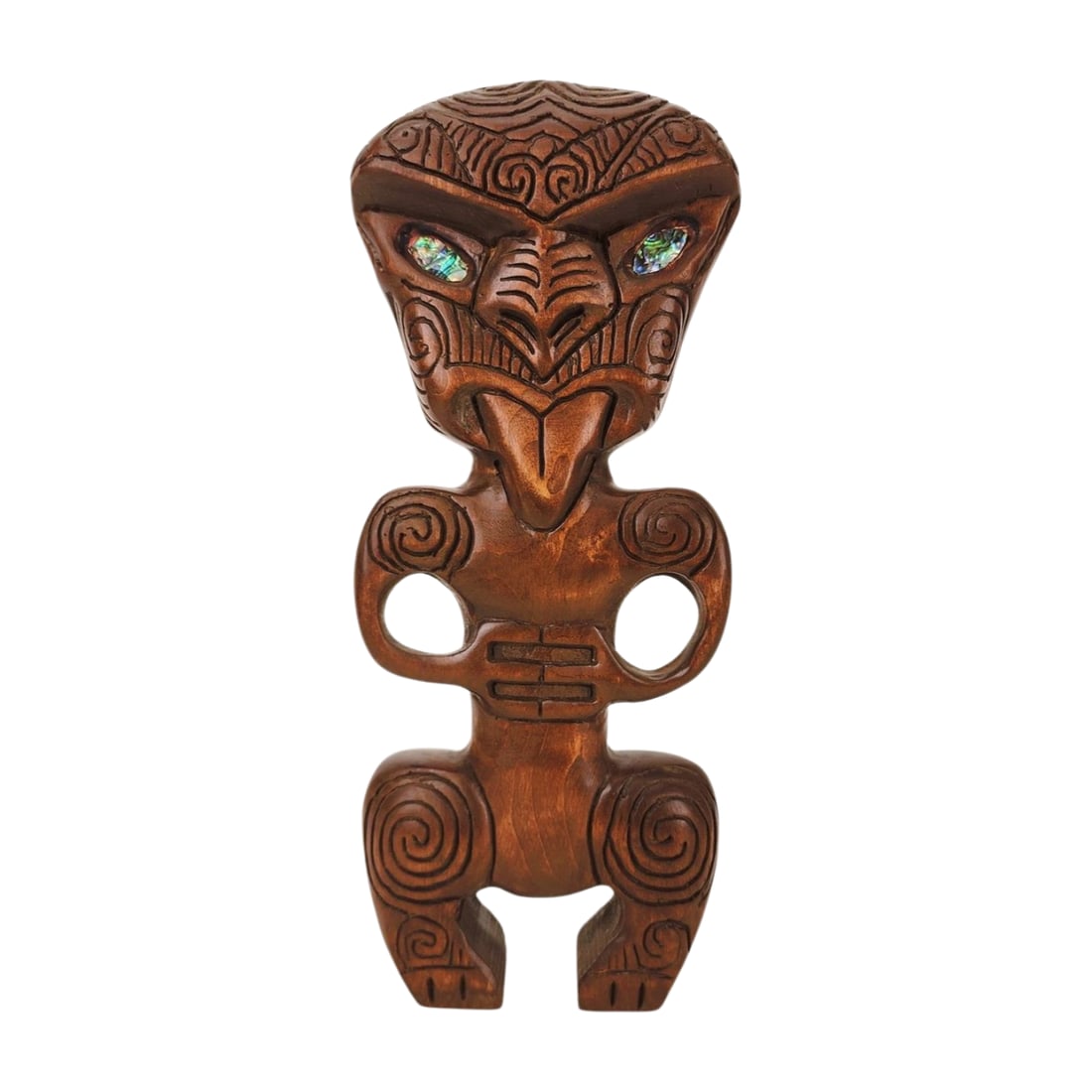 New Zealand Oceanic Wood Carved Tiki Statue (1 of 4)