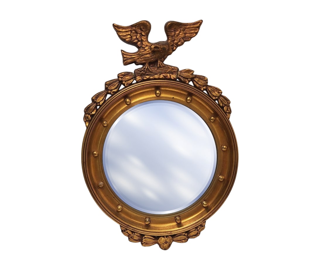 Antique American Federal Giltwood Convex Eagle Mirror (1 of 8)