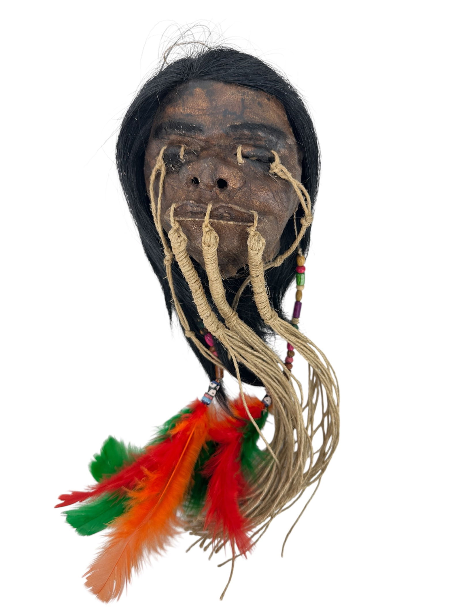 Gaff Shrunken Head Jivaro Tsantsa w/ Cloche (1 of 6)
