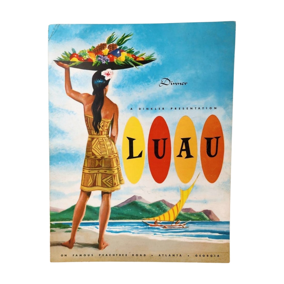 Vintage Dinkler Luau Restaurant Menu, Atlanta Georgia: Vintage Atlanta, Georgia - Dinkler Luau restaurant menu. Well known Tiki restaurant and bar. Measures 10" x 13".