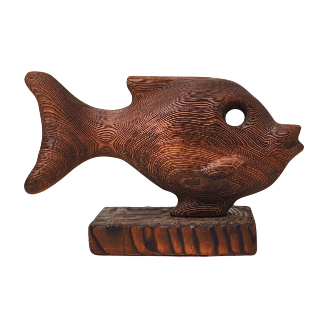 Mid Century Wood Carved Tiki Fish Sculpture (1 of 5)