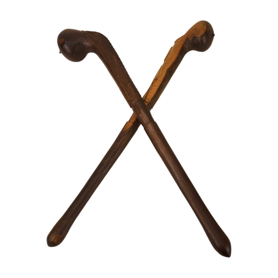 Two Vintage Exotic Wood Tribal Throwing Clubs (1 of 7)