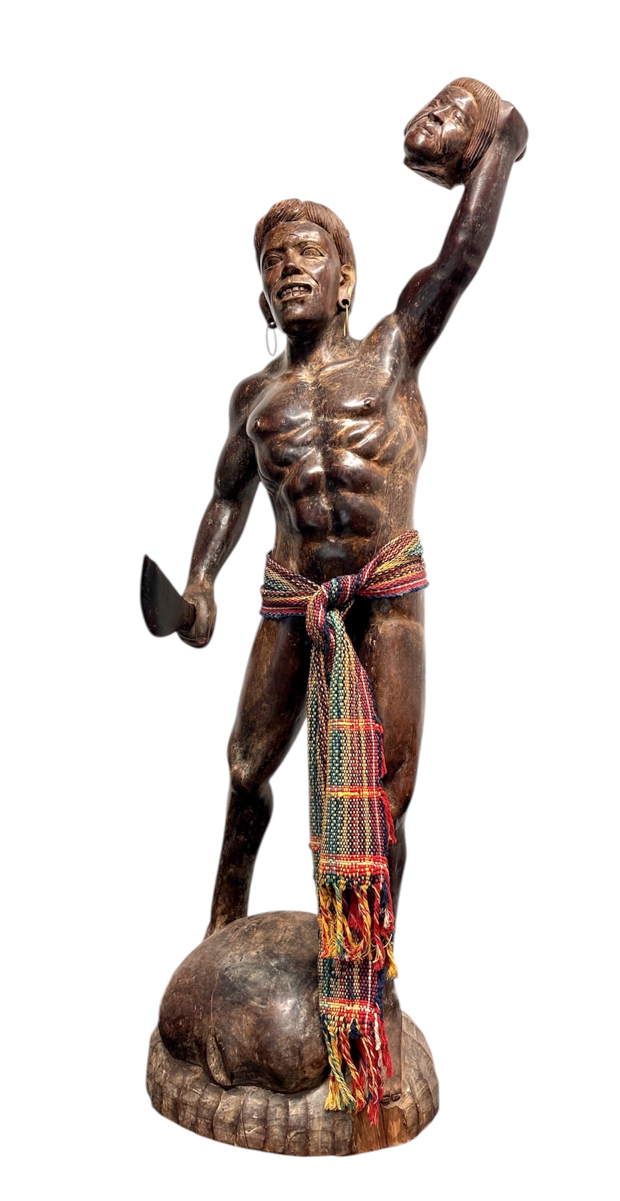 Large Igorot Tribal Wood Carved Headhunter Sculpture (1 of 6)
