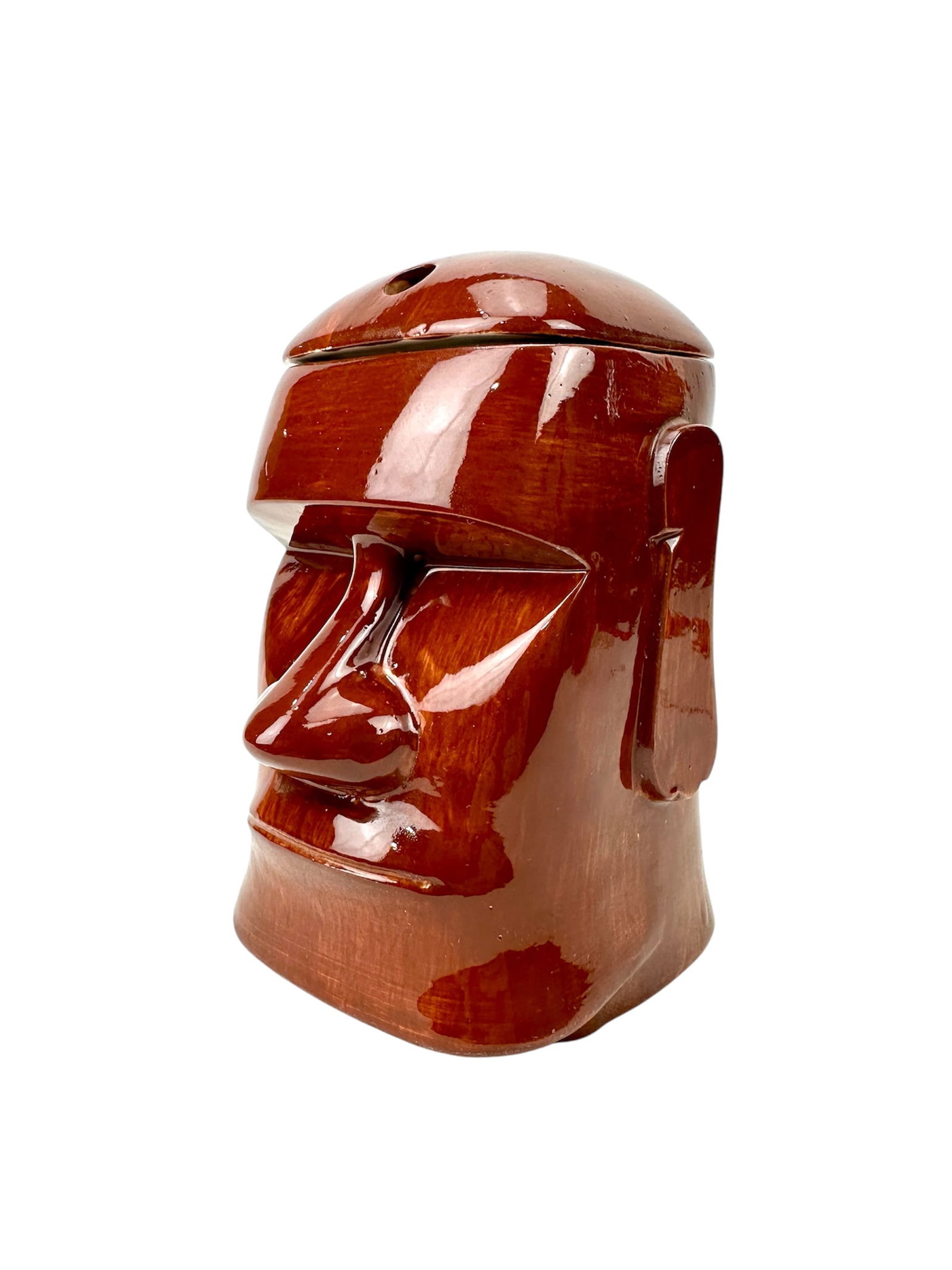 1960's AKU AkU Las Vegas Tiki Mug Stardust Lounge: Rare vintage AKU AKU tiki mug with lid from the Stardust Lounge in Las Vegas. Made in Japan by OMC. Measures 6.25"t x 4" x 4".