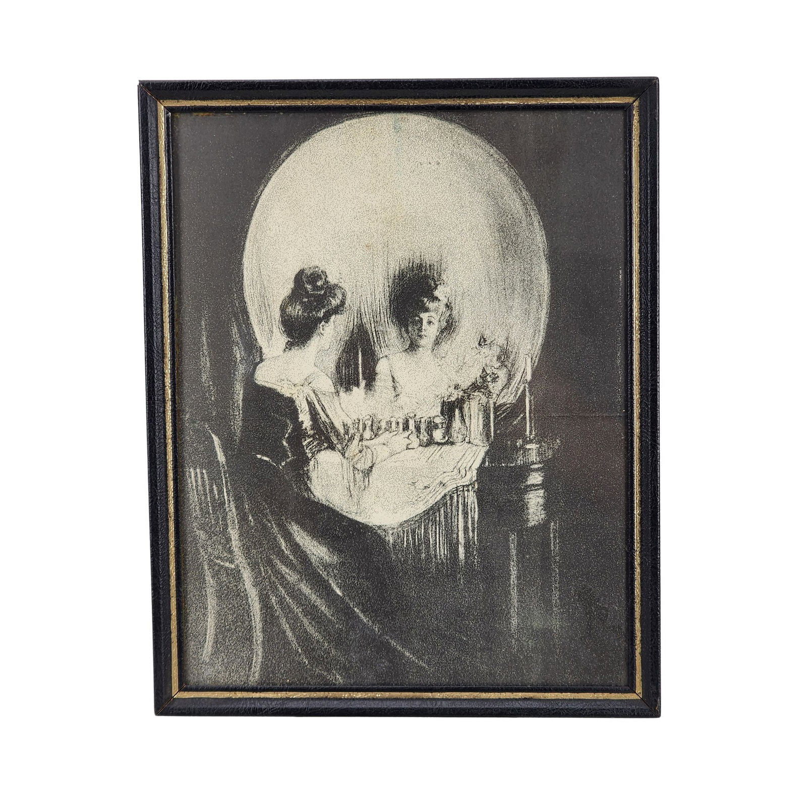 'All is Vanity' Antique Charles Allan Gilbert Lithograph: "All is Vanity" illusion artwork antique framed lithograph by Charles Allan Gilbert. Measures 8 1/4" x 10 1/4".
