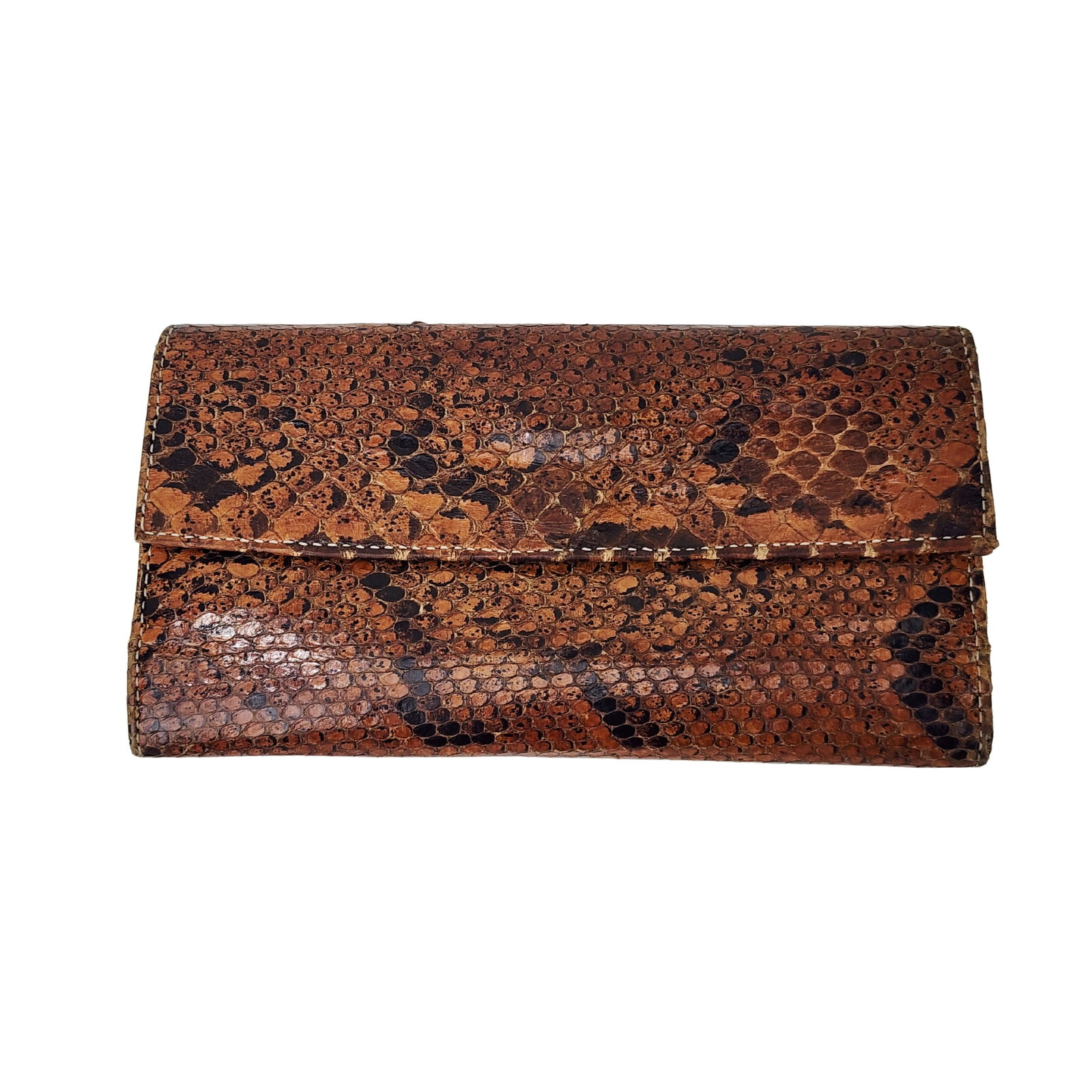 Vintage Python Snakeskin Wallet 1940s: Vintage 1940's genuine python snake skin wallet. Measures 7 3/4" x 4 1/4".