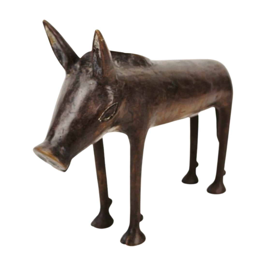Vintage African Warthog Bronze Sculpture: Vintage African Tribal bronze sculpture of a pig or Warthog. Measures 6 7/8" x 9".