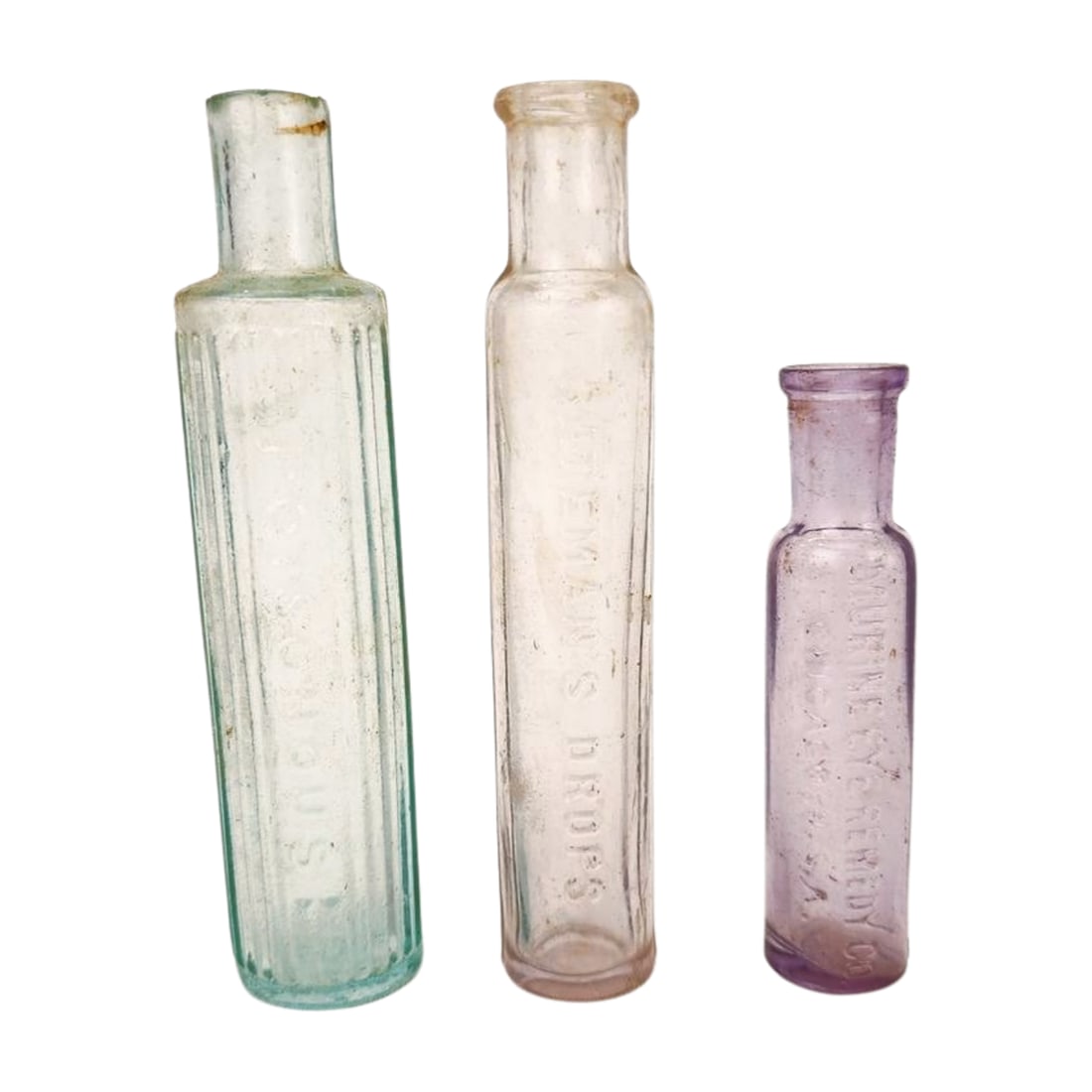 Antique Group of 3 Medicine & Poison Bottles (1 of 5)