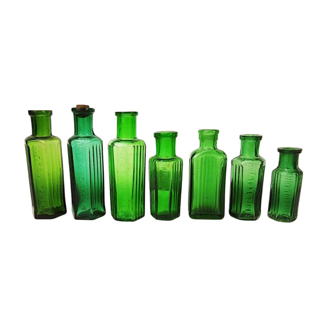 Antique Green Glass Poison Bottle Lot of 7 (1 of 5)