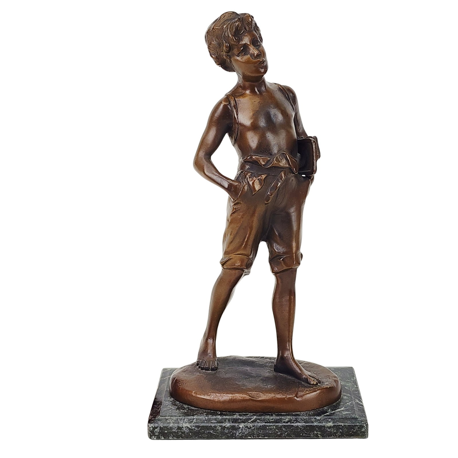 Marcel Debut French Bronze Sculpture Statue of Young Boy (1 of 5)