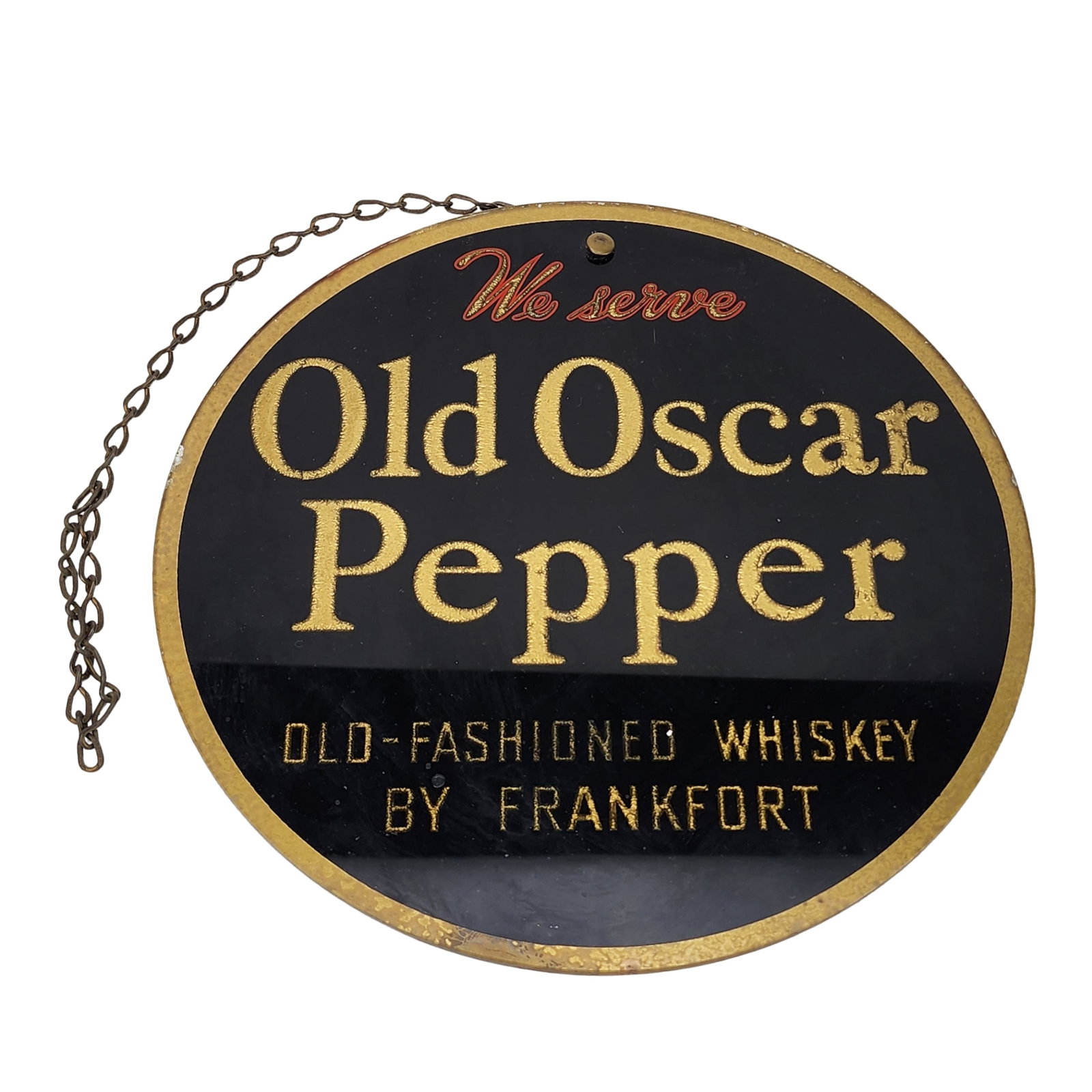 Old Oscar Pepper Reverse Painted Glass Advertising Sign (1 of 6)
