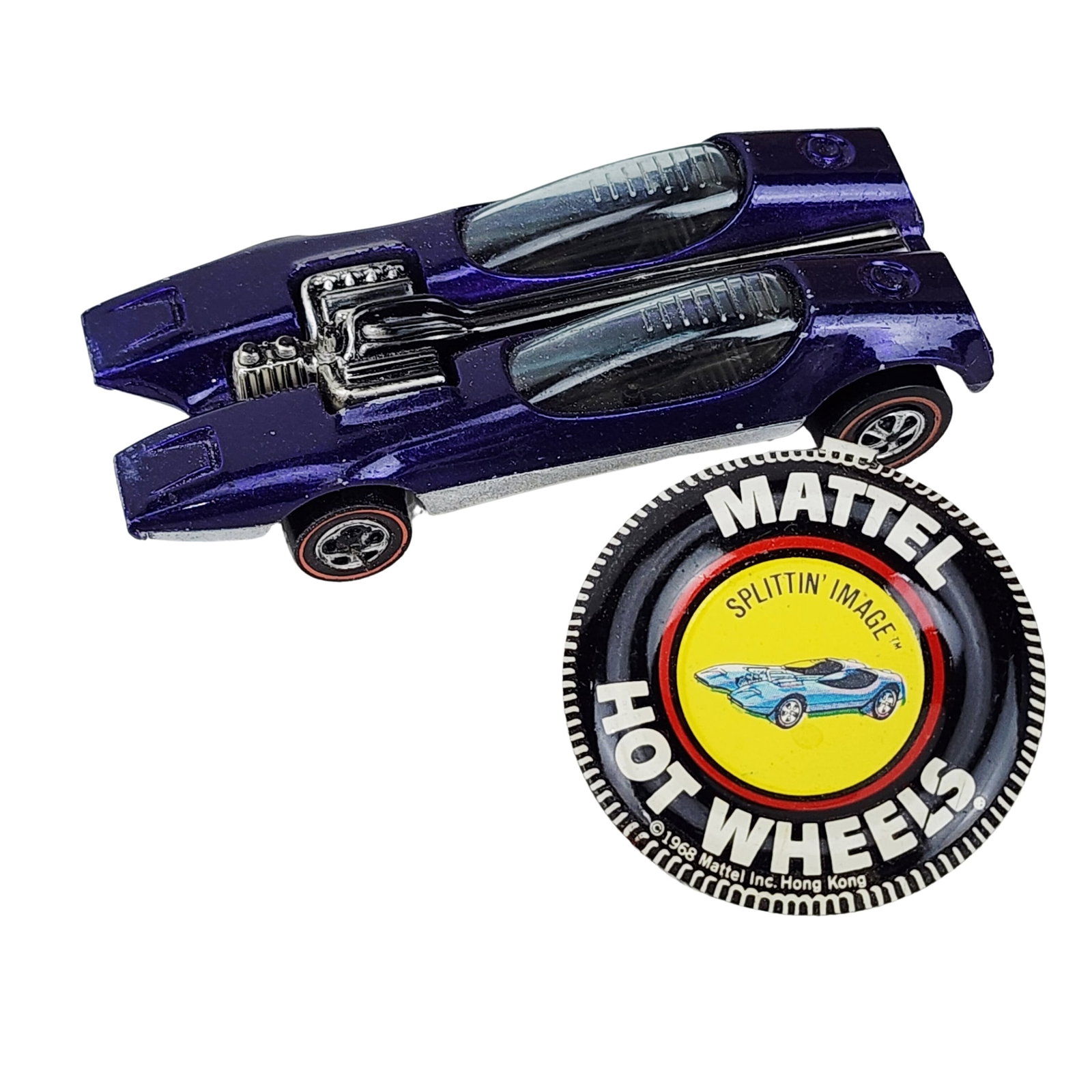 Vintage Hot Wheels Redline 1968 Splittin' Image Toy Car with Button (1 of 4)