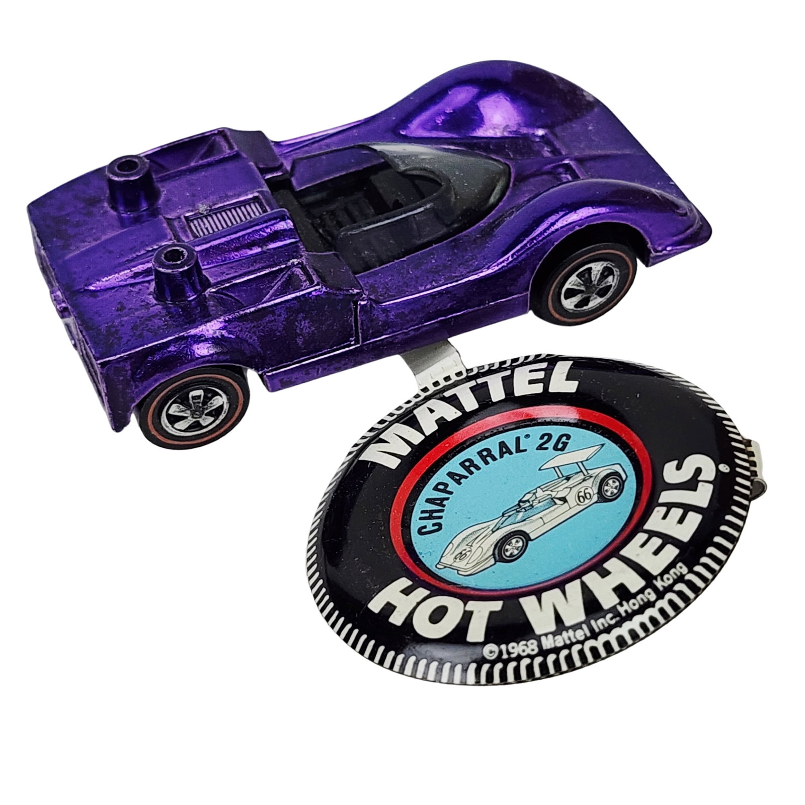 Vintage 1968 Hot Wheels Redline Chaparral 2G Toy Race Car with Button (1 of 4)