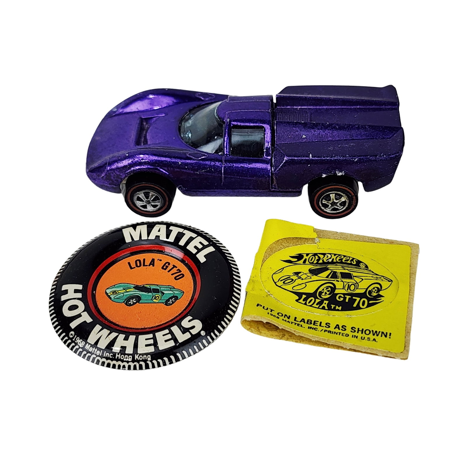 Vintage Hot Wheels Redline 1968 Lola GT70 Toy Car with Button (1 of 4)
