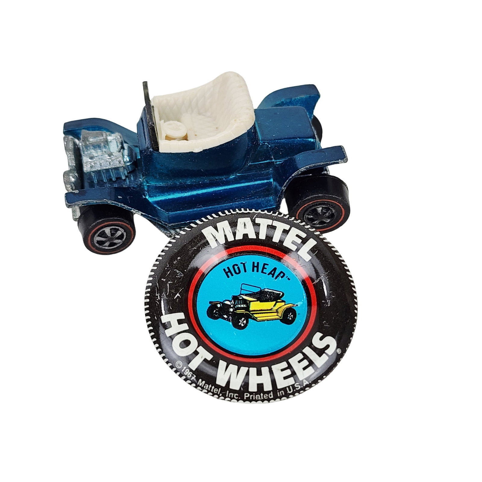 Vintage 1967 Hot Wheels Redline Hot Heap Toy Car with Collector Button (1 of 4)