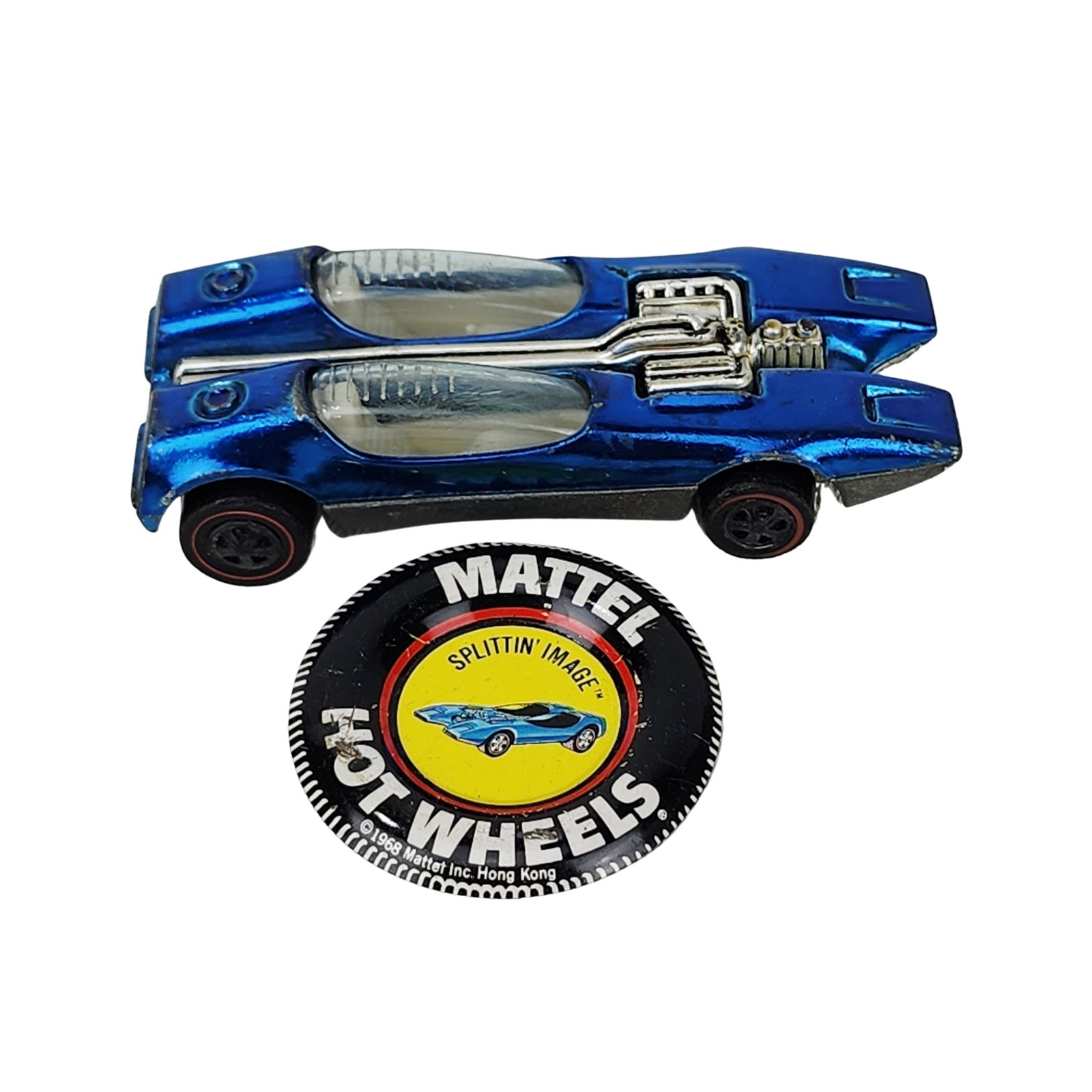 Vintage 1968 Hot Wheels Redline "'Splittin' Image" Toy Car with Collector Button (1 of 4)