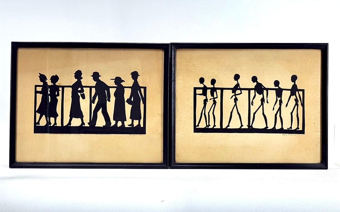 1936 Skeleton Cut Silhouette Portrait Pair - 2