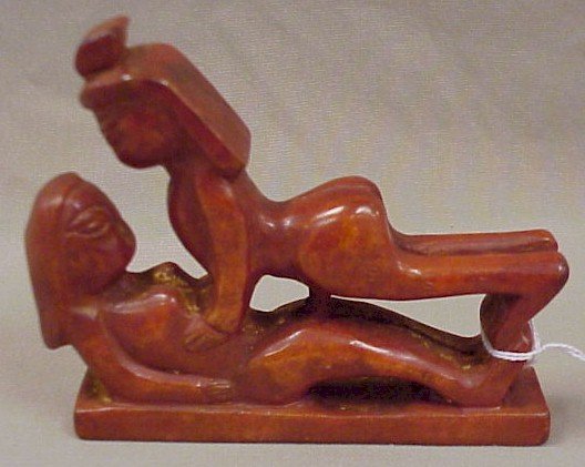 Early Stoned Carved Erotica Figure: Early Stoned Carved Erotica Figure. 5 inches long, 4 inches tall. Excellent condition