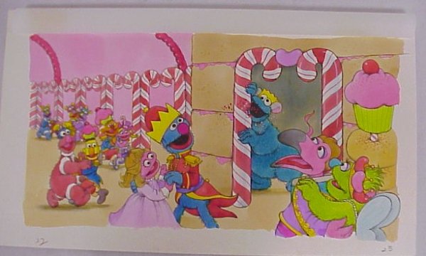 Original Artwork "Sesame Street Candy Cane Ball" 1: Original Artwork "Sesame Street Candy Cane Ball" Book- measures: 18 1/2X 10 1/2 inches. ***Pieces of ephemera in this collection represent production art from Western Publishing Co. of Racine, WI (who