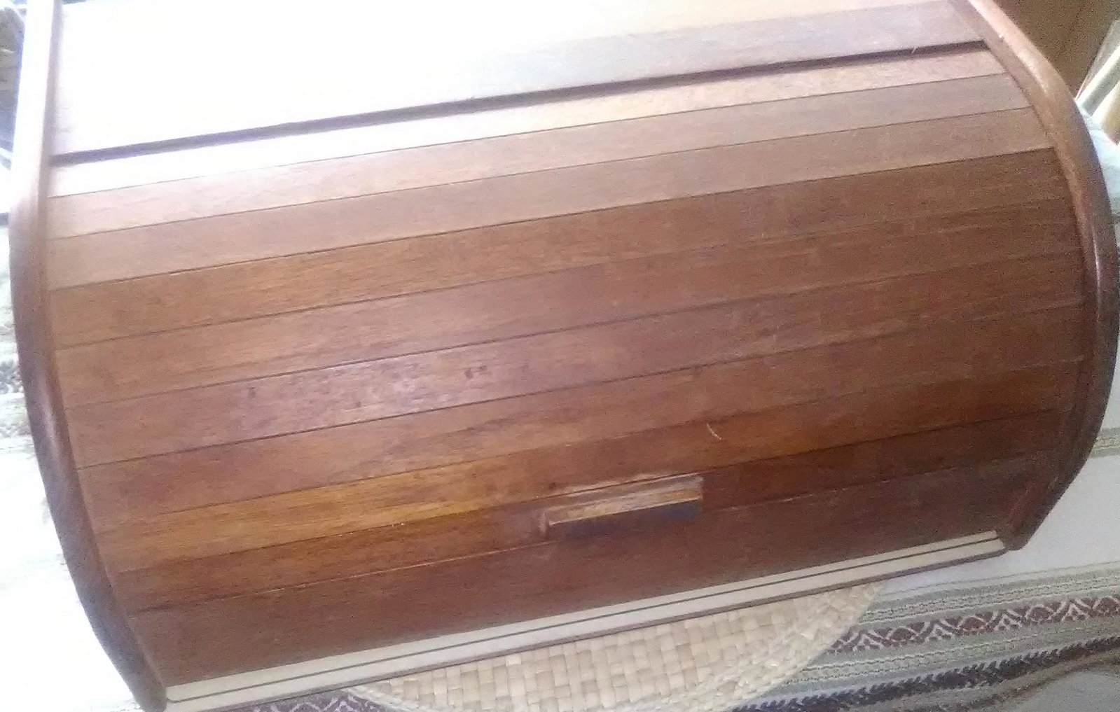 Wood bread box: Vintage - sliding door (Shipping in USA available = cost+insurance+ tracking +30)