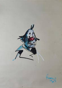 Francis Wainwright - Clown, 1973: Francis Wainwright - Clown, 1973 Mixed technique on paper 50x70 cm; signature and year lower right.