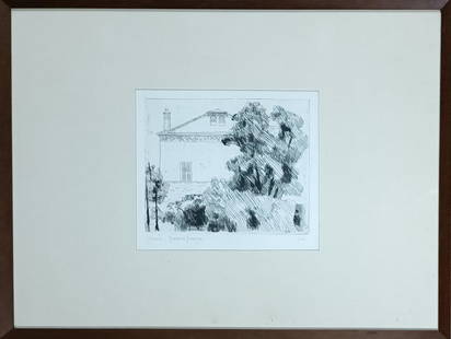 Renzo Biason - Giardino ferrarese: Renzo Biason - Garden of Ferrara Dry point engraving 18x16 cm; signature and title lower left, PA edition lower left.