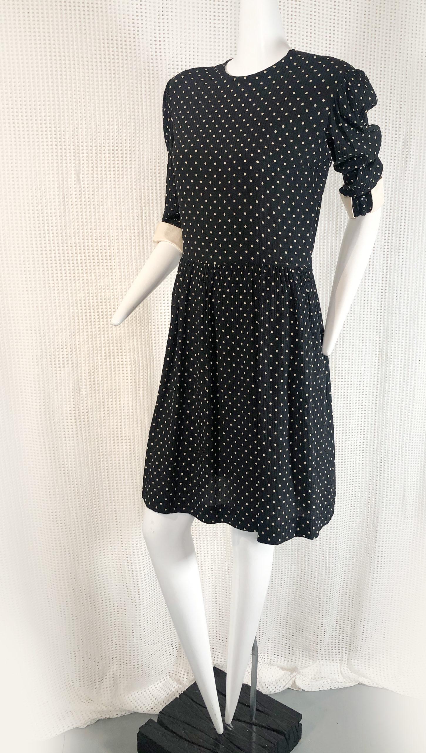 1980 Chanel Black and White Polka Dot Dress (1 of 6)
