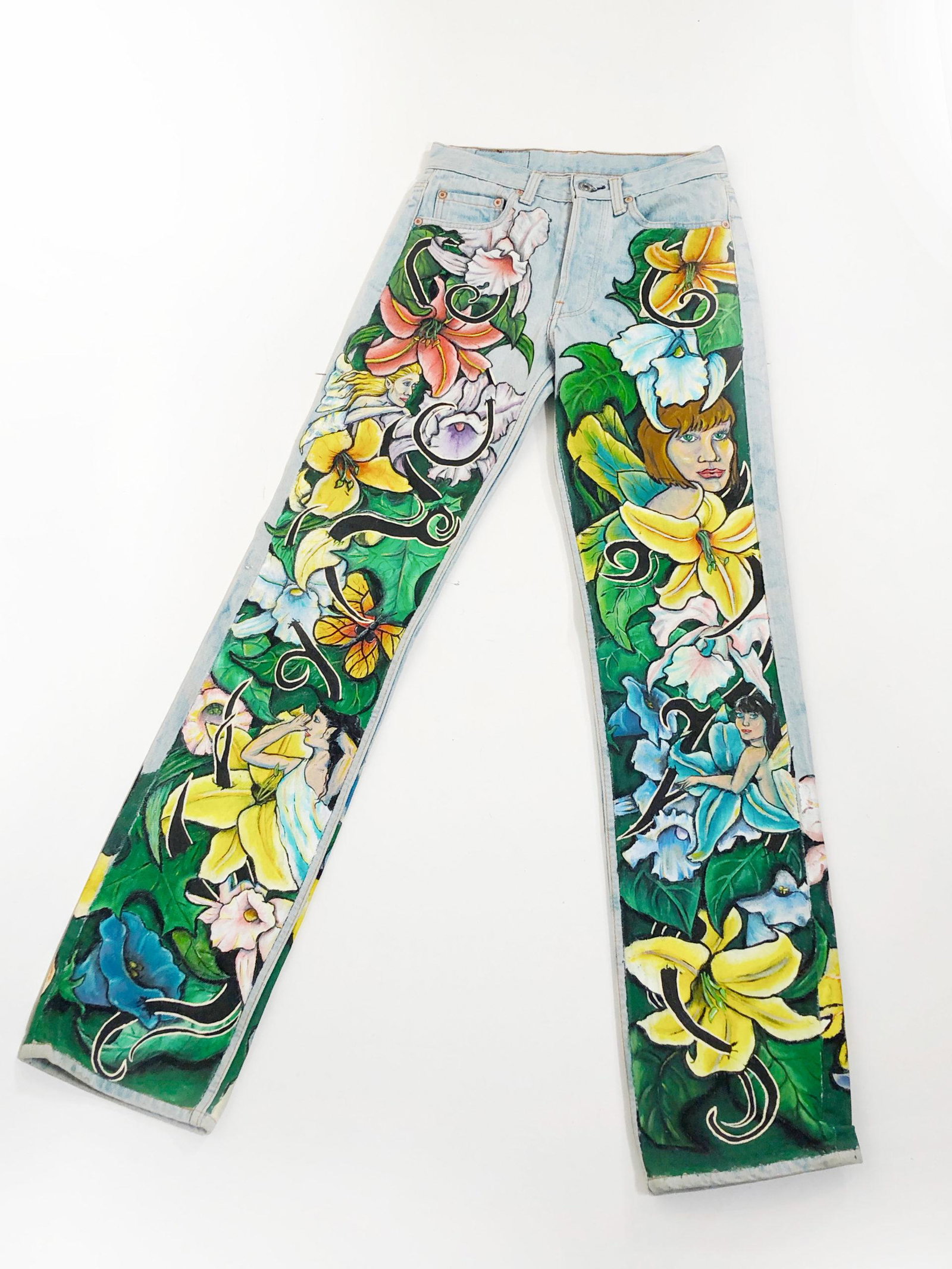 Hand-Painted Cloud Dyed Levi's Strauss Denim Jeans (1 of 6)