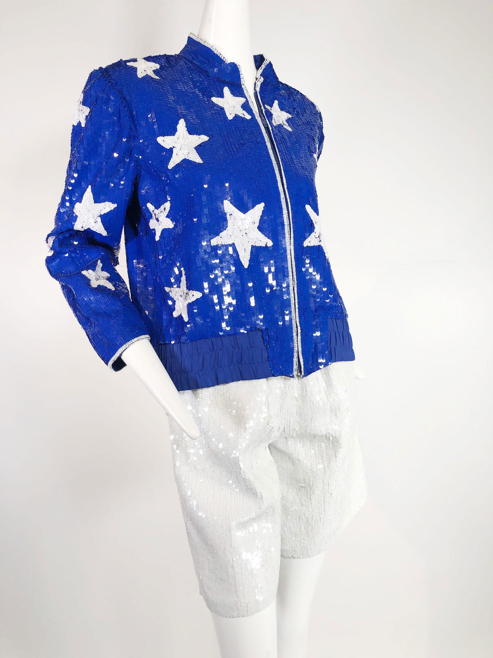 1980s Stars and Stripes Sequined Bomber and Shorts (1 of 10)