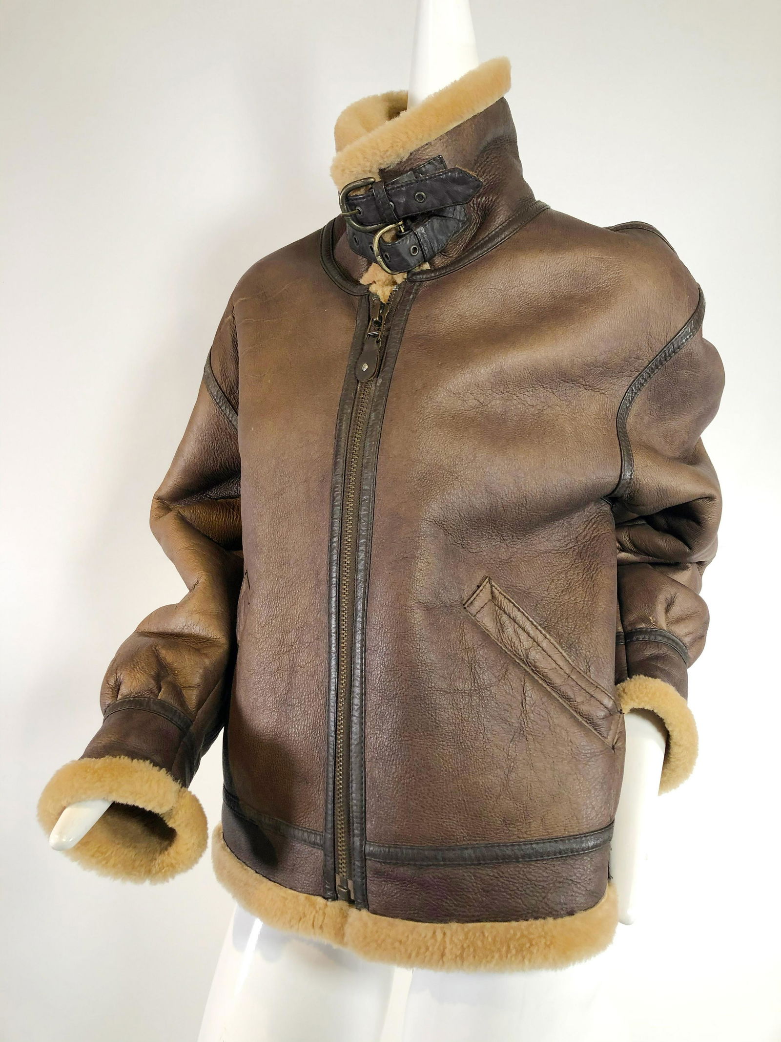 Shearling Lined Military Bomber Jacket (1 of 5)