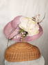 1970s Jack McConnell Lilac Straw Hat w/ Cabbage Rose