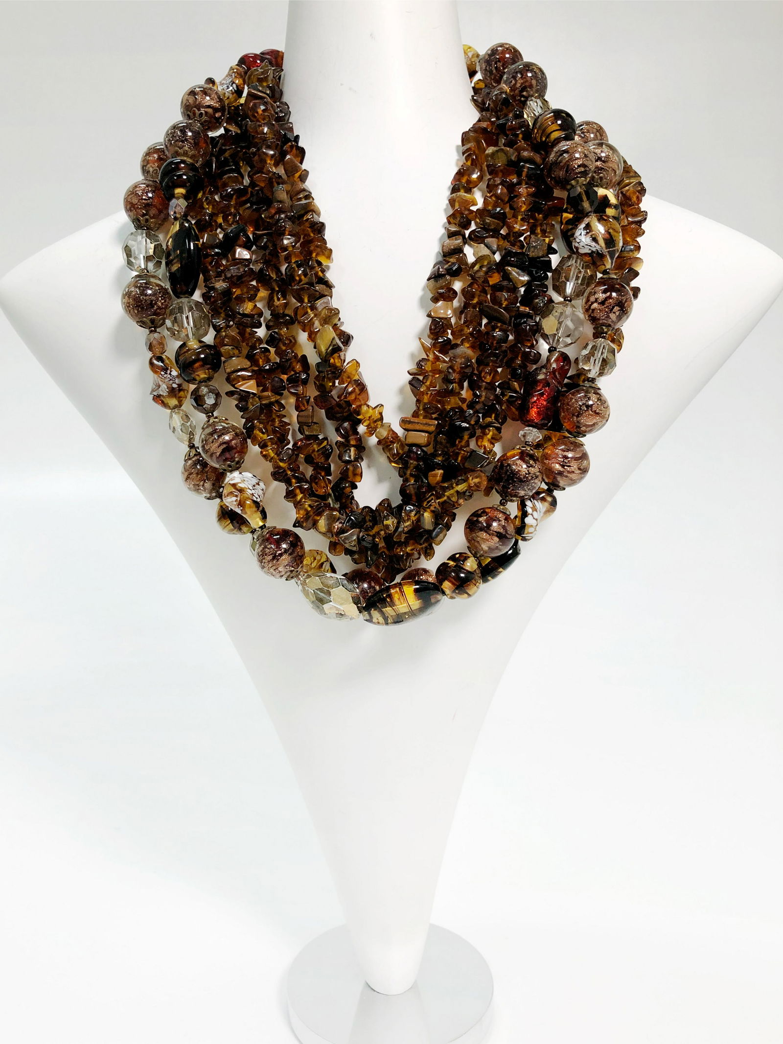 1980 Glass & Crystal Cut Beaded Necklaces (Lot of 2) (1 of 5)