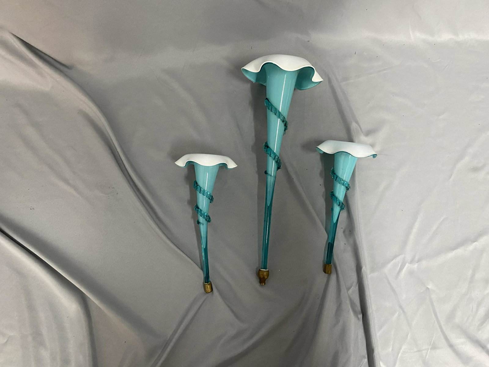 Three Victorian Epergne Flutes: All in good condition. Tallest 15"H.
