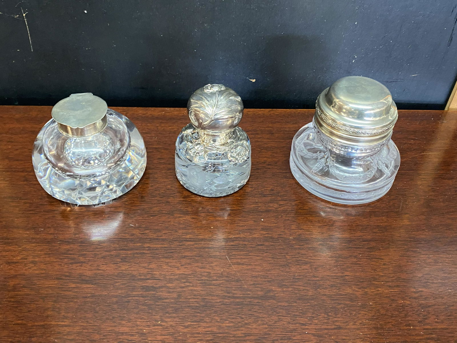 3 Sterling Topped Inkwells (1 of 7)