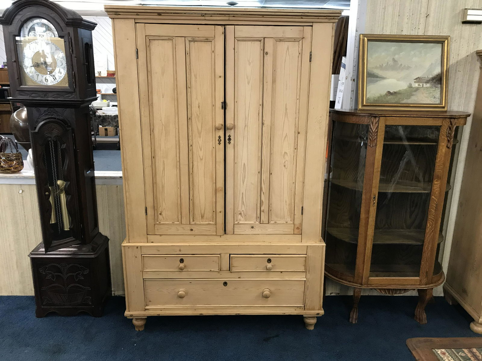 Antique Pine Two Part Cabinet (1 of 4)