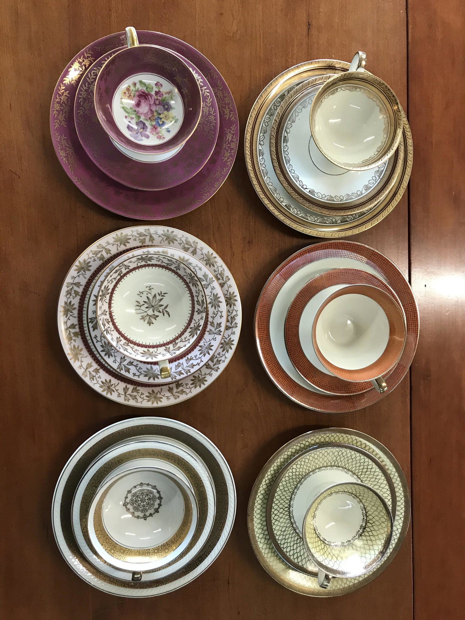 Six Bavarian Trios: Assorted patterns, no defects noted.