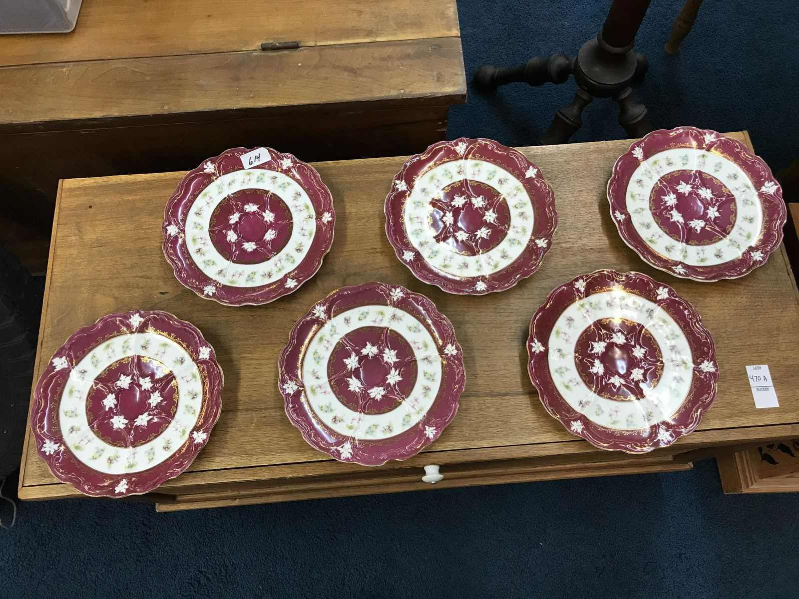 Set 6 Antique Hand painted Oyster Plates (1 of 5)