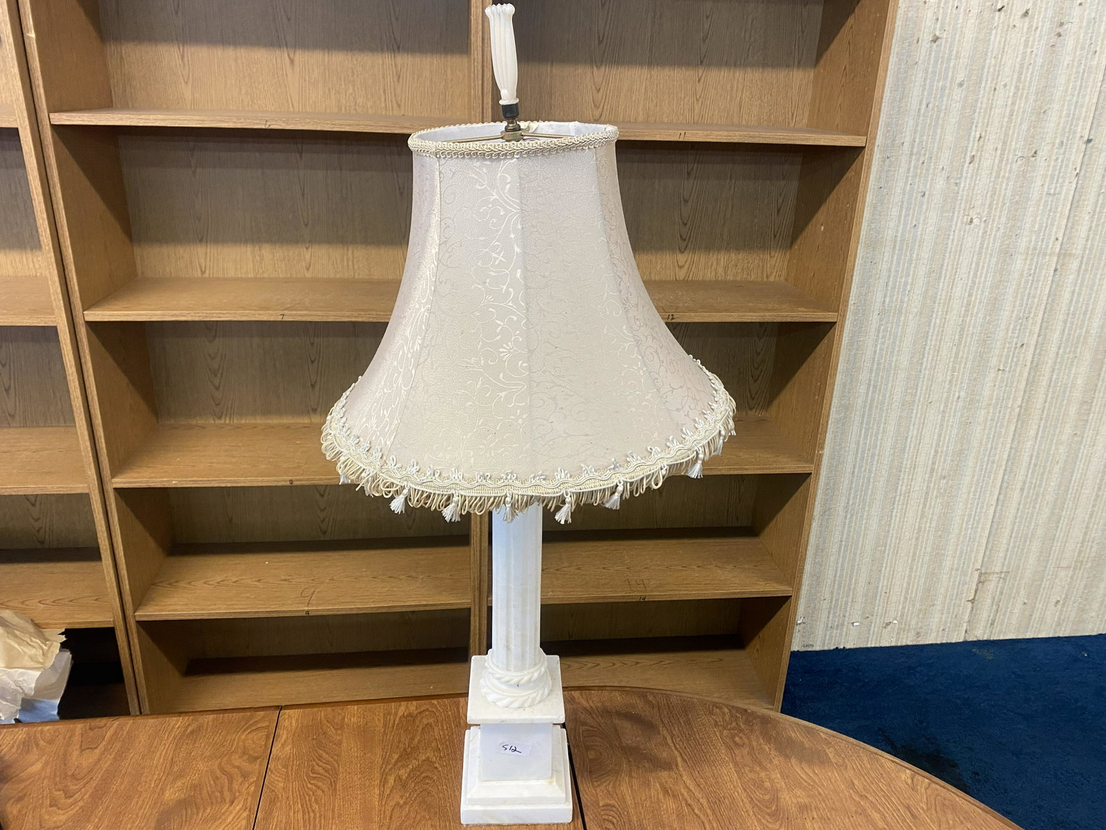 Ornate Carved Alabaster Lamp: 33"H