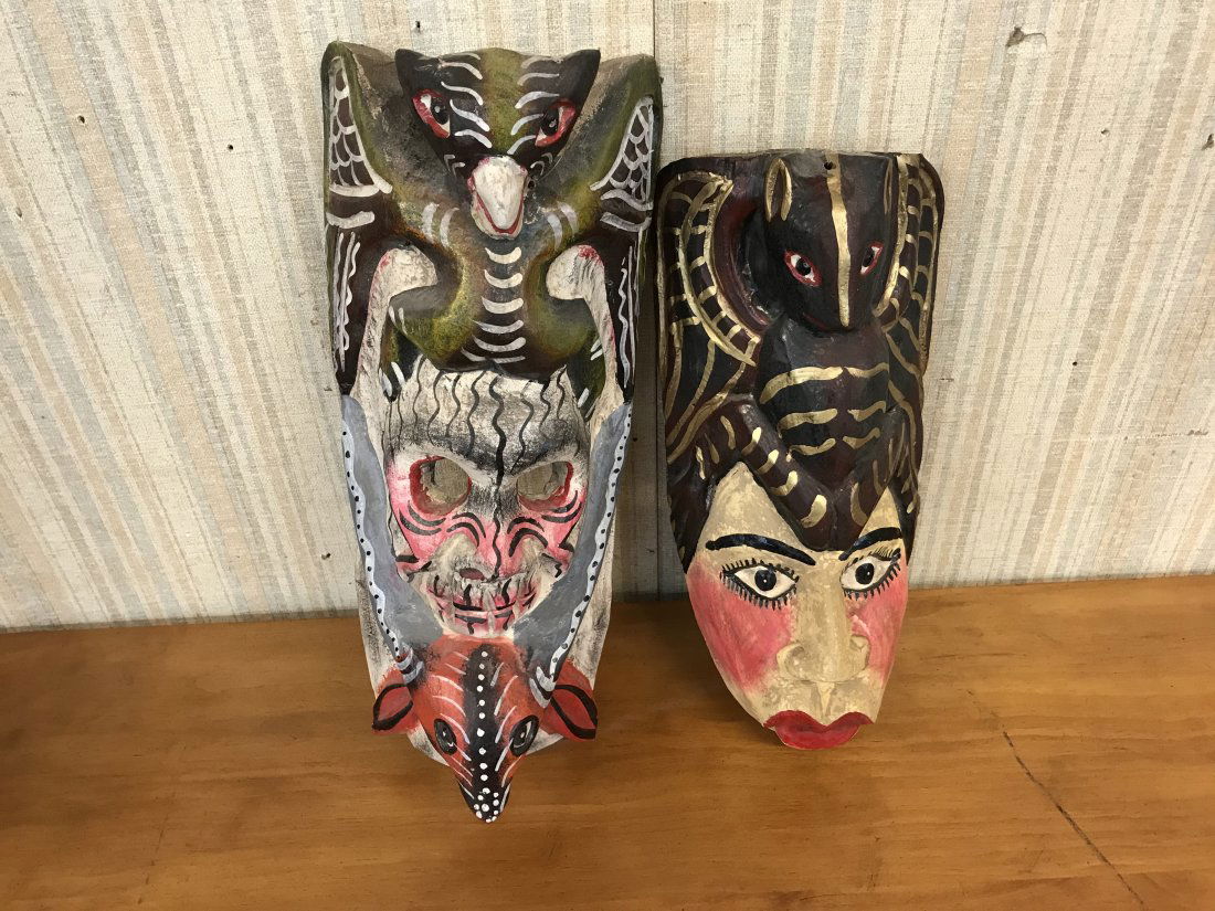 Two Hand Painted Mexican Masks (1 of 3)