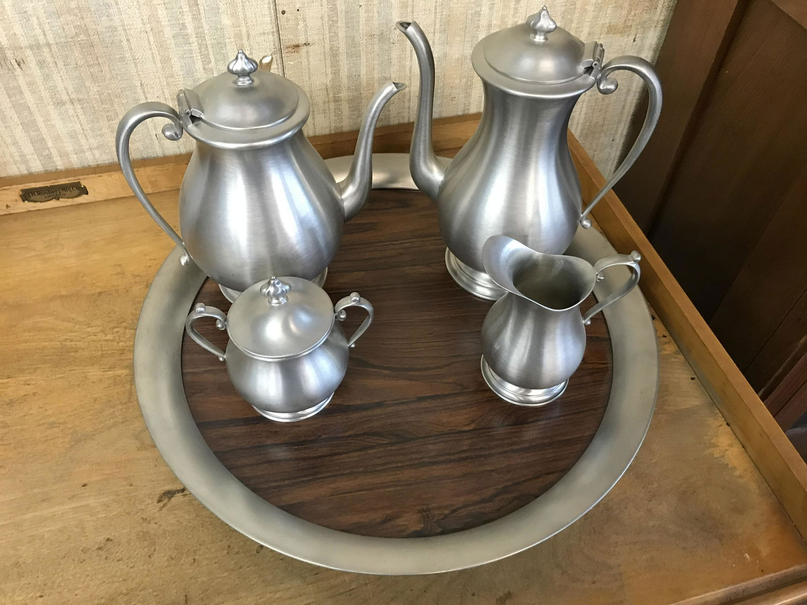 5 Piece Kirk Stieff Pewter Tea Set (1 of 2)