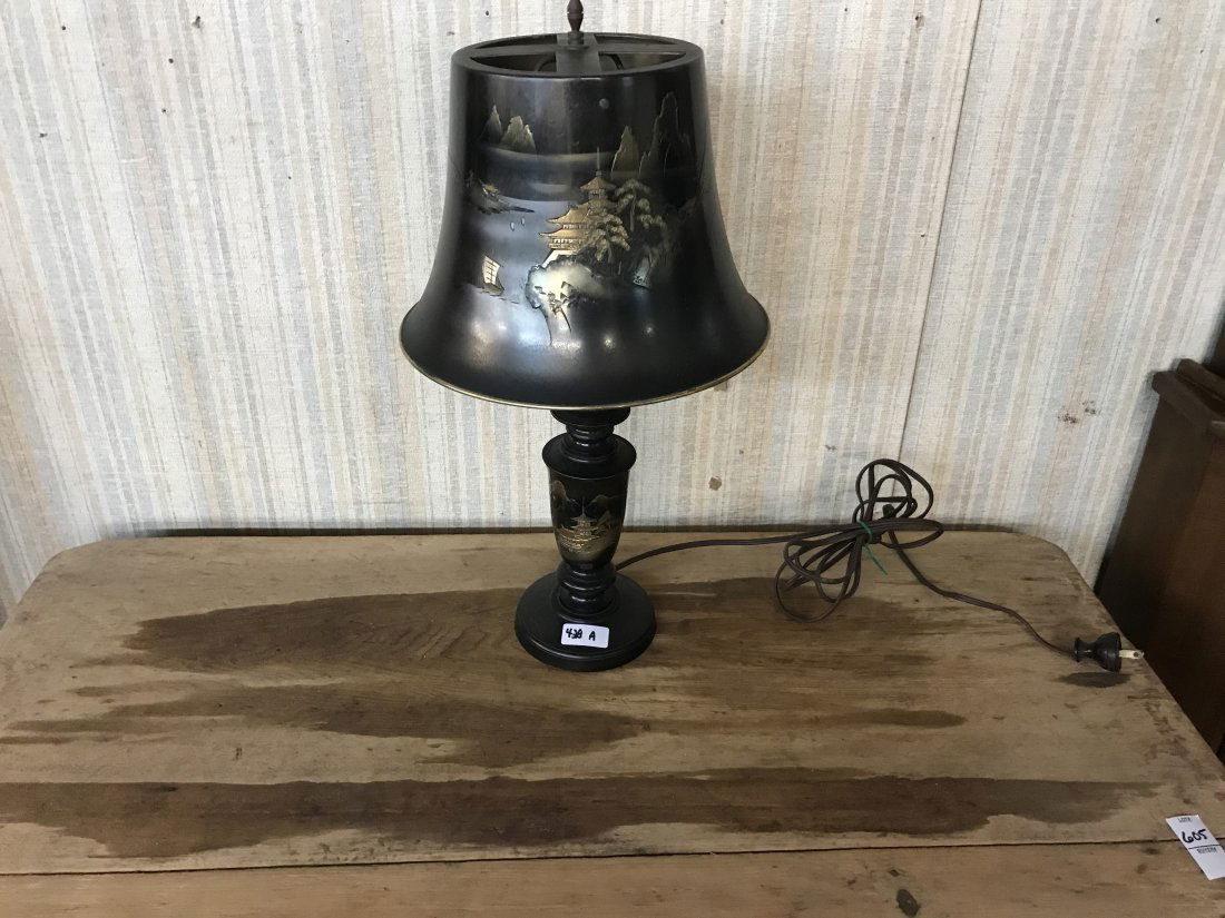 Antique Brass Hammered Oriental Lamp (1 of 4)