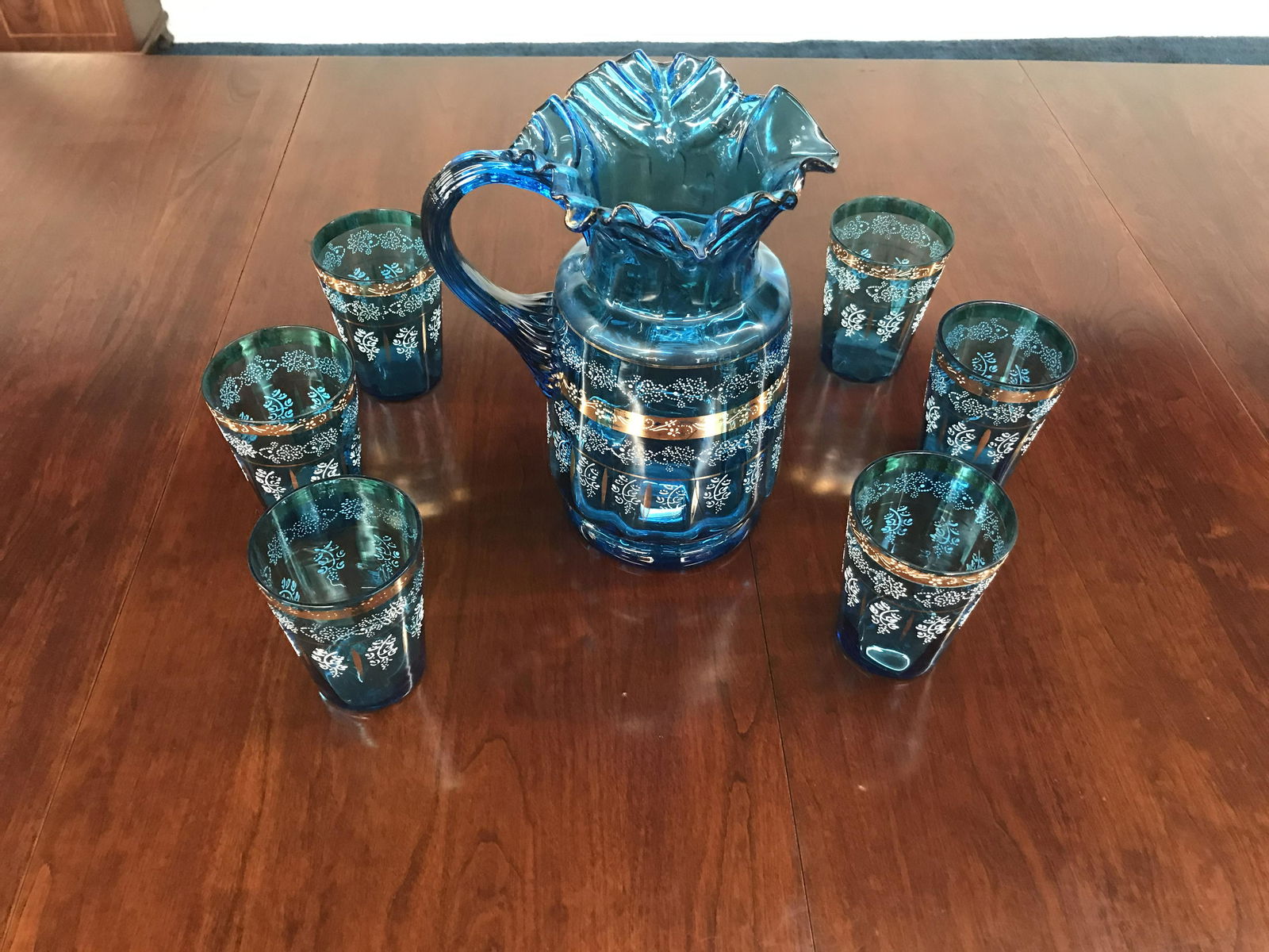 7 Piece Victorian Art Glass Water Set (1 of 2)