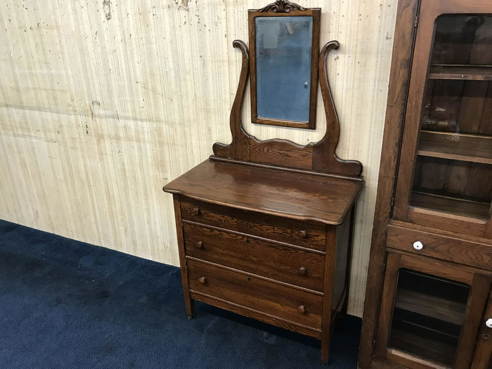 Oak Dresser and Mirror (1 of 2)