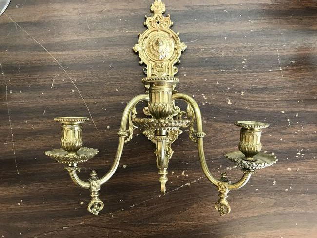Ornate Classical Style Three Arm Wall Sconce (1 of 3)